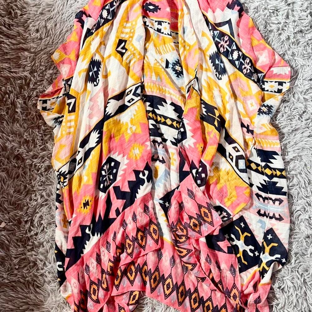 Aztec Vivid Festival Bohemian Retro Indie‎ Hippie Earthy Bold Duster Cardigan